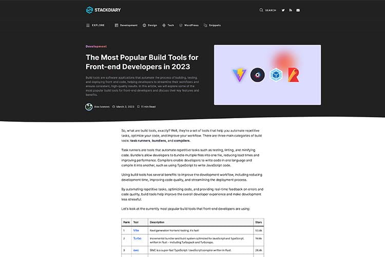 Example from The Most Popular Build Tools for Front-end Developers in 2023