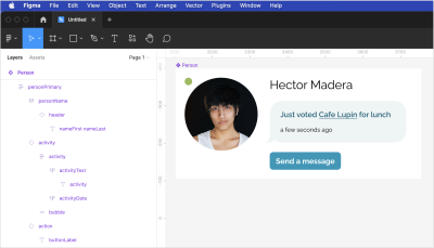 A screenshot of a Person component in Figma