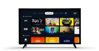 A streaming TV service with some tiles of programs to watch