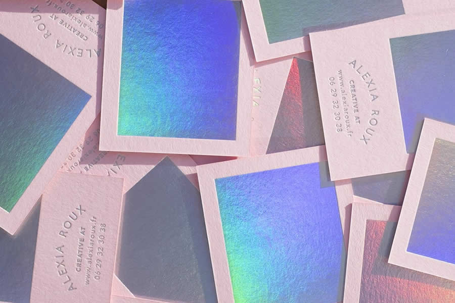 Inspiration Holographic Business Card Pink and holographic