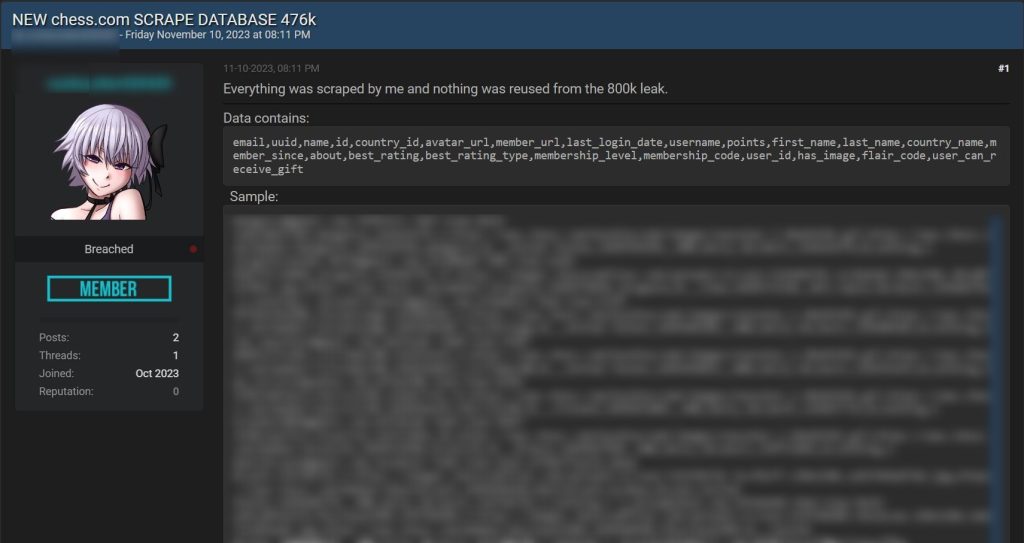 Chess.com Faces Second Data Leak: 500,000Scraped User Records Leaked
