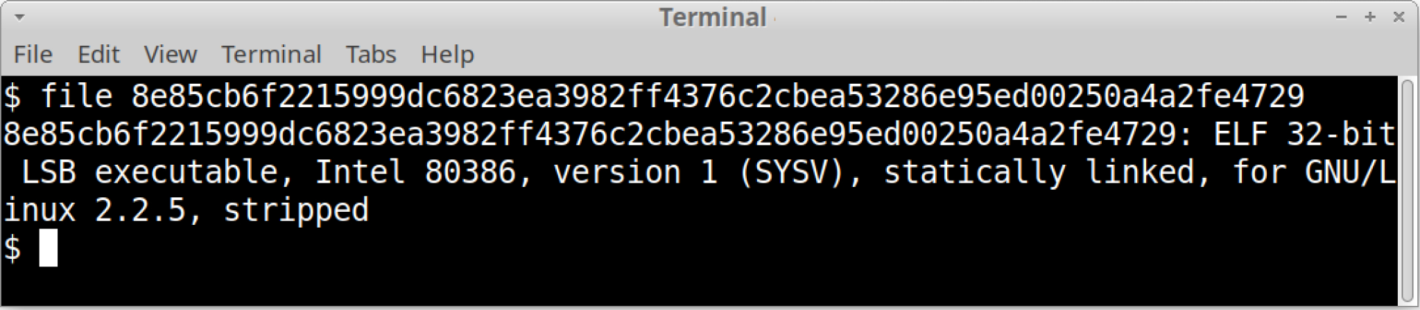 Image 2 as a screenshot of the Linux terminal. The code and the terminal is a stripped binary. This is stated in the fourth line.