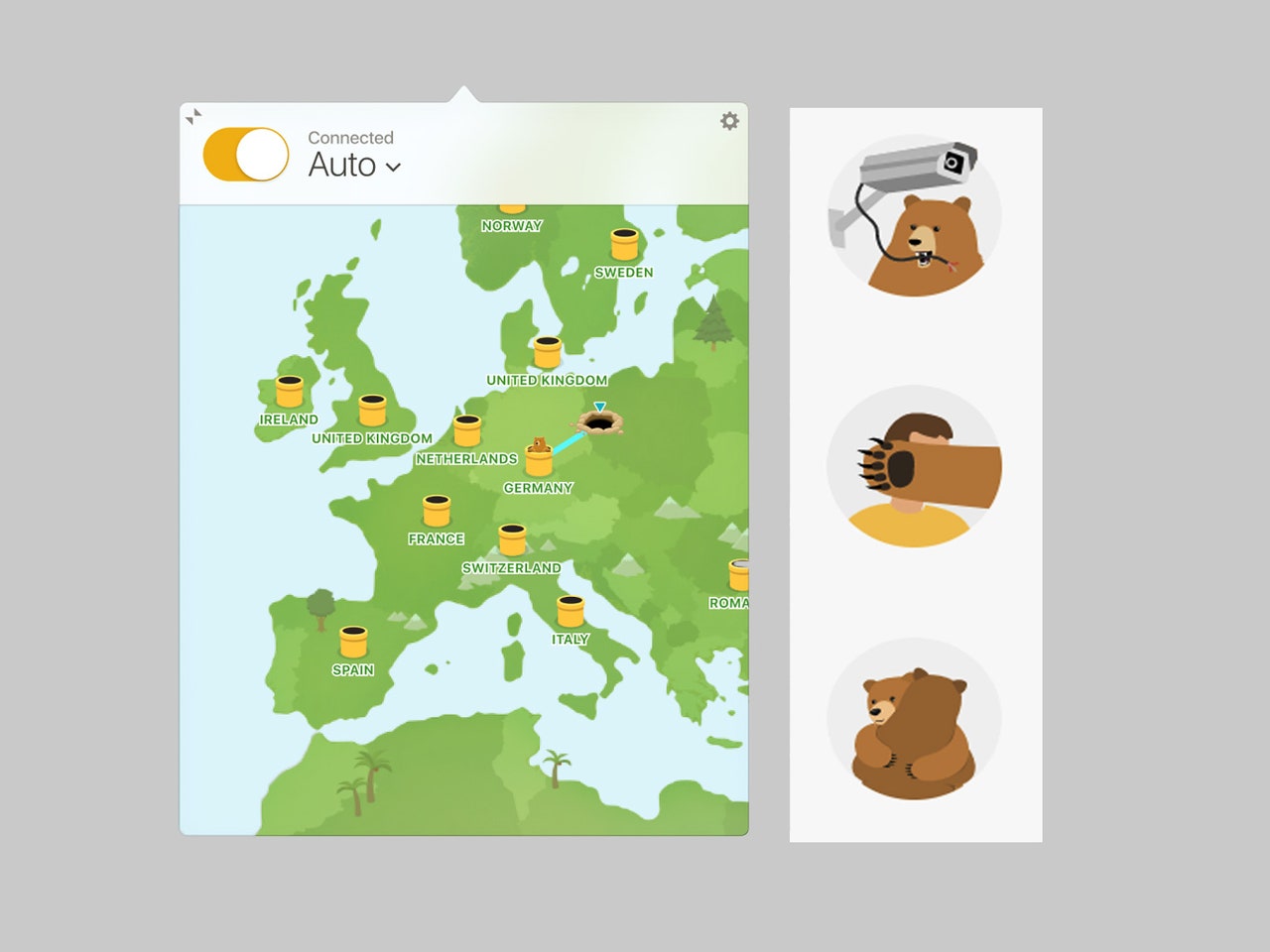 Screenshot of Tunnelbear VPN